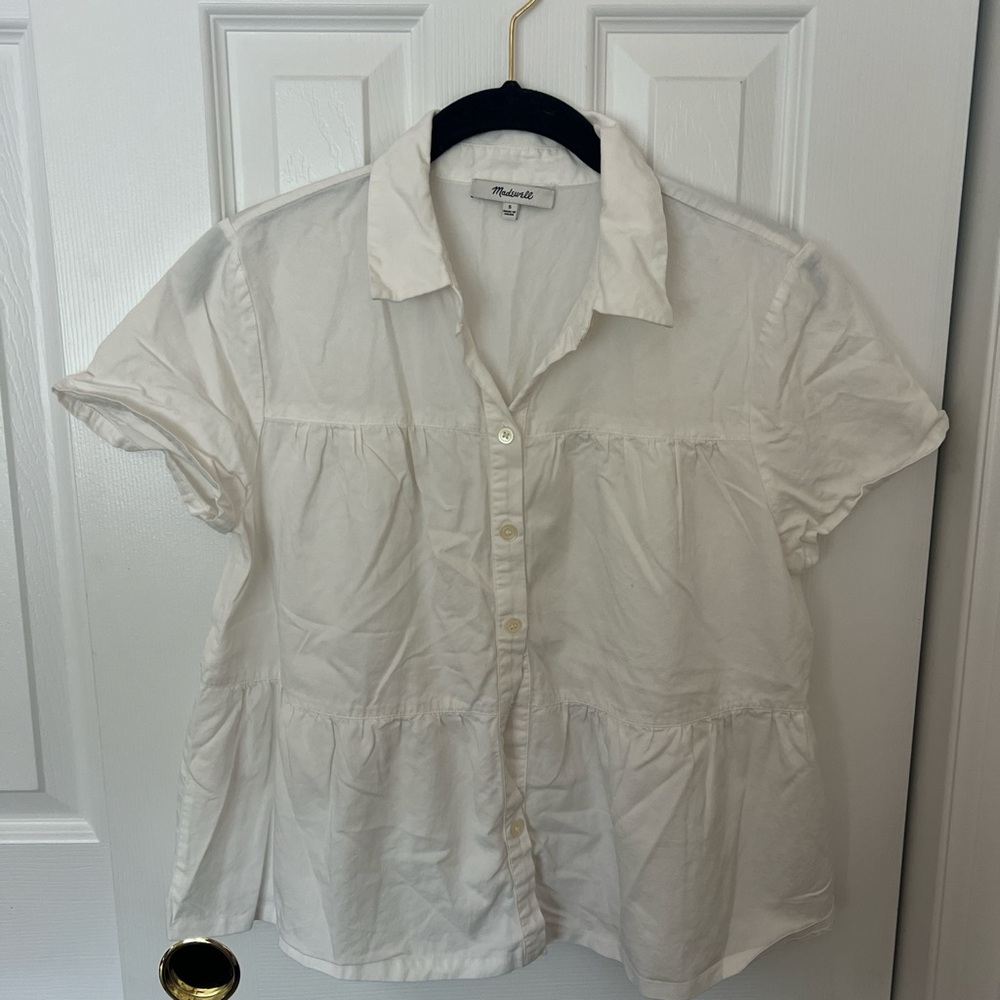 Madewell Cream Short Sleeve Shirt